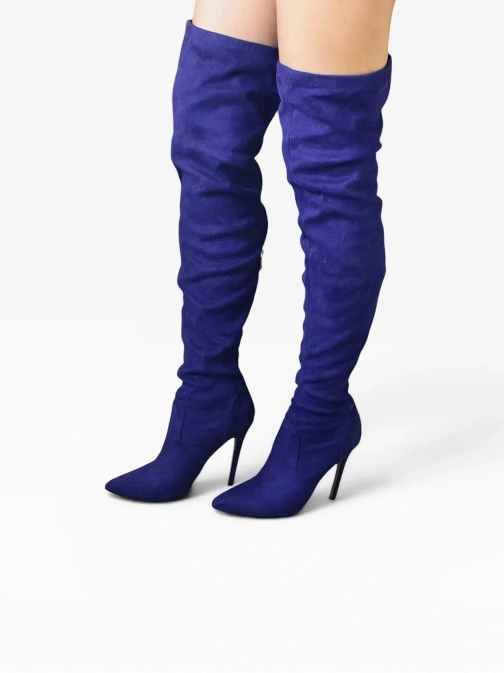 New Over-the-Knee Purple Suede Boots